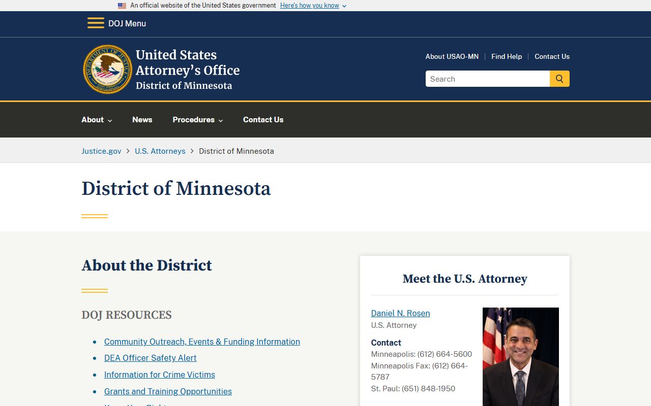 Clearwater County arrest records federal prosecutor context