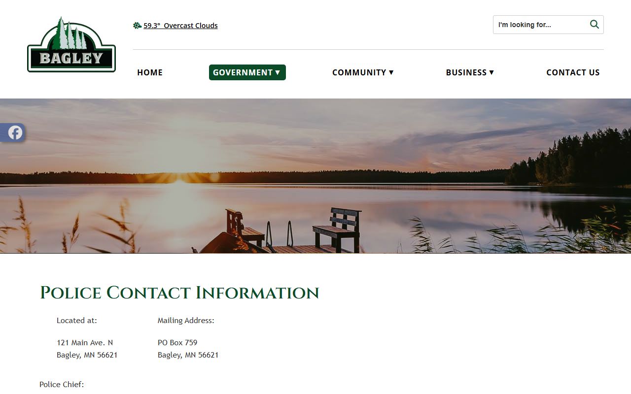 Clearwater County court dockets Bagley Police contact page
