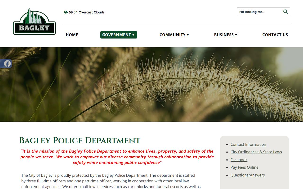Clearwater County court records City of Bagley Police Department page