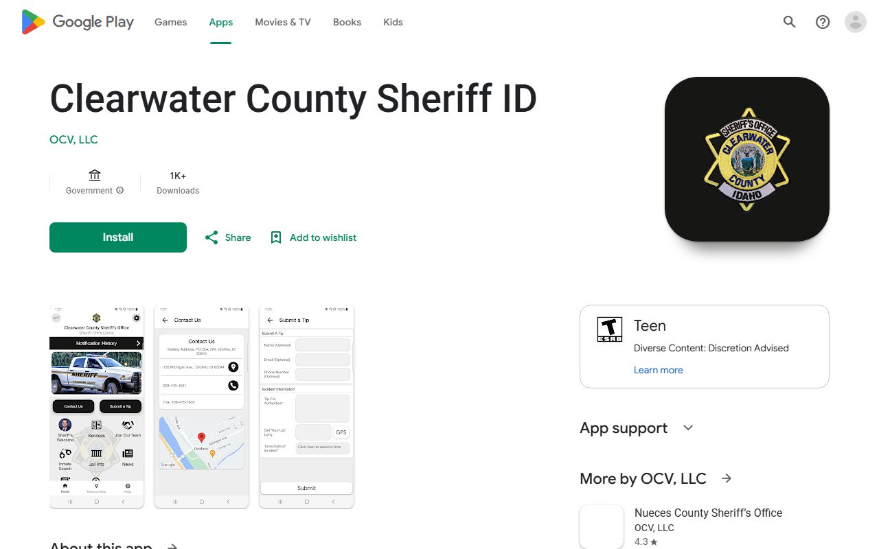 Clearwater County court records sheriff mobile app listing