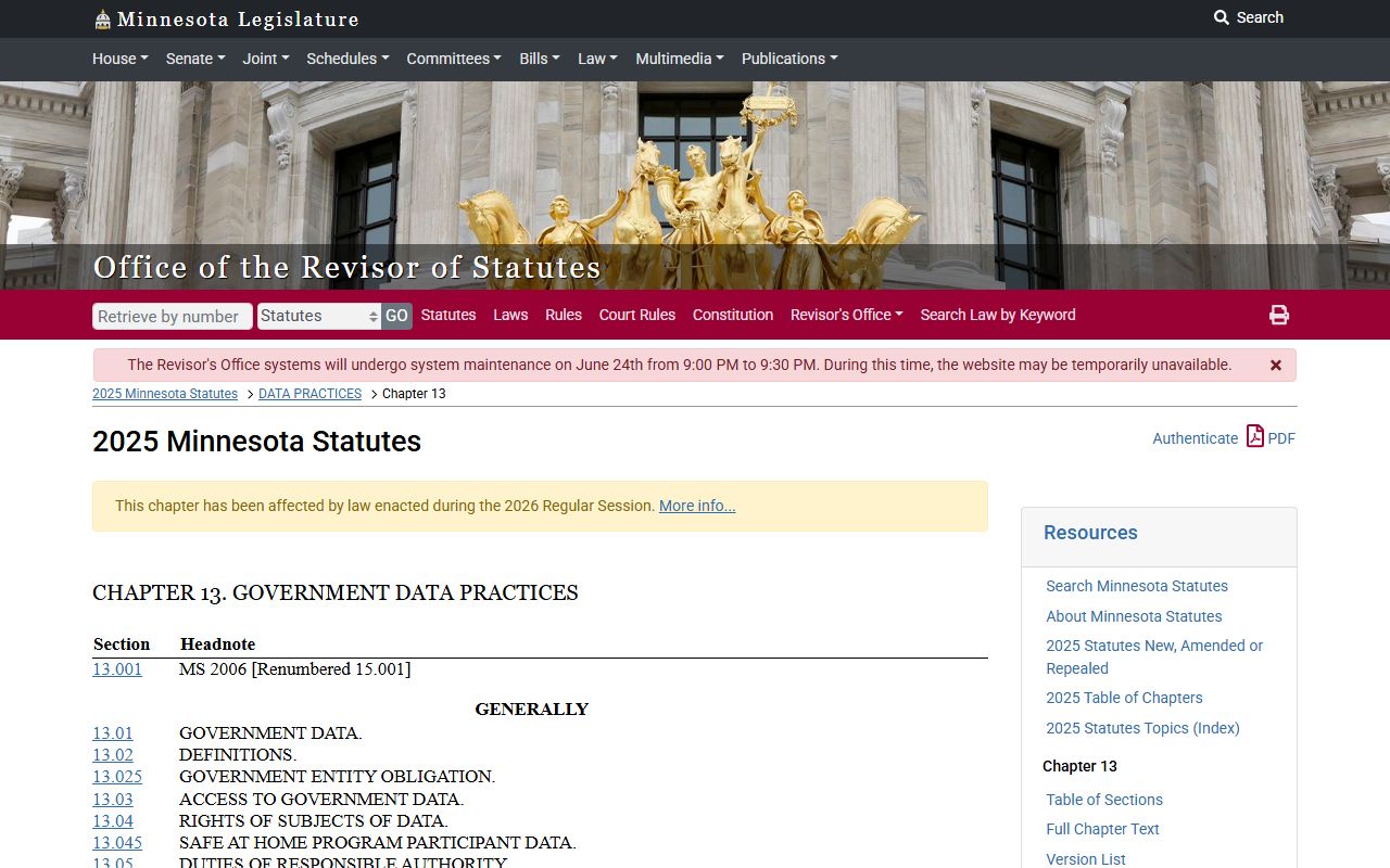 Clearwater County court records Minnesota Chapter 13 public data statute