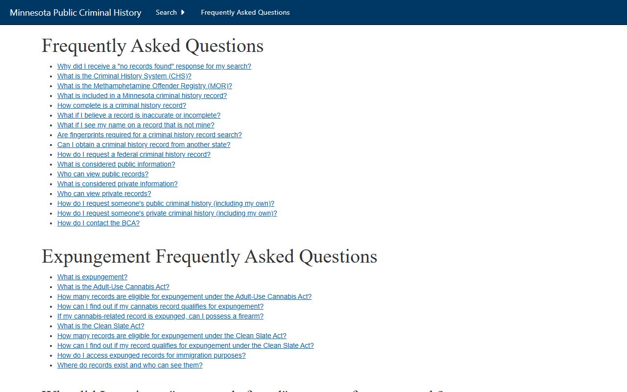 Clearwater County criminal court records BCA FAQ arrest and disposition reporting