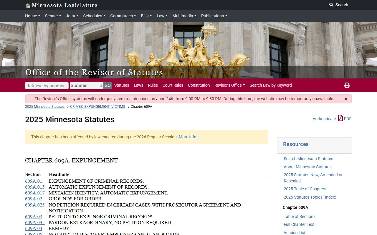 Clearwater County criminal court records Minnesota criminal expungement chapter