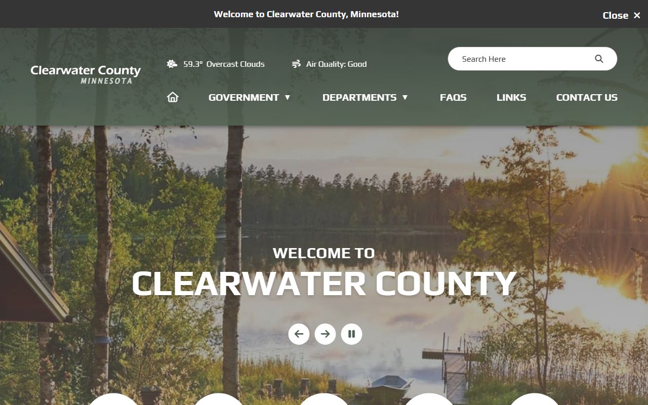 Clearwater County court records and county government homepage