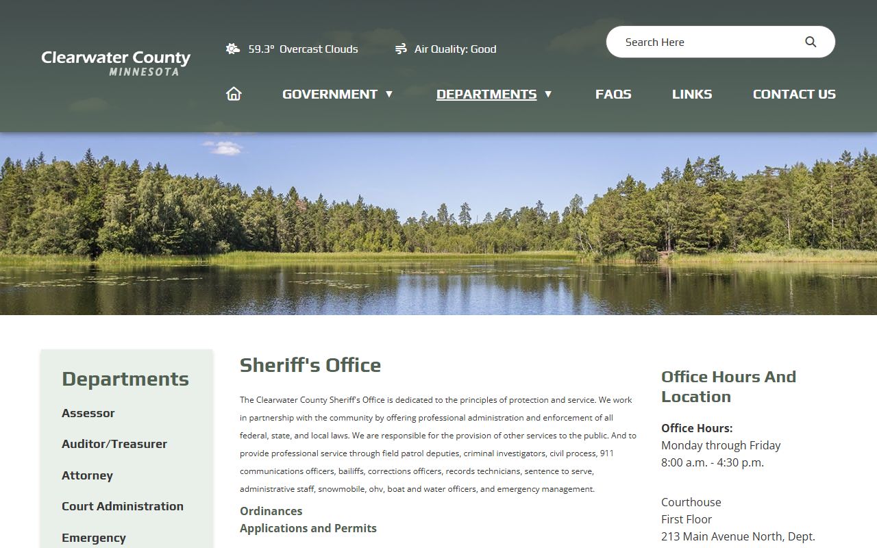 Clearwater County sheriff records and jail information