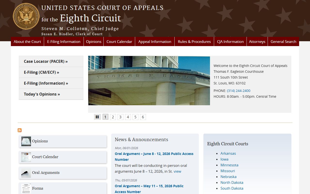 Clearwater County federal court records and Eighth Circuit appeals