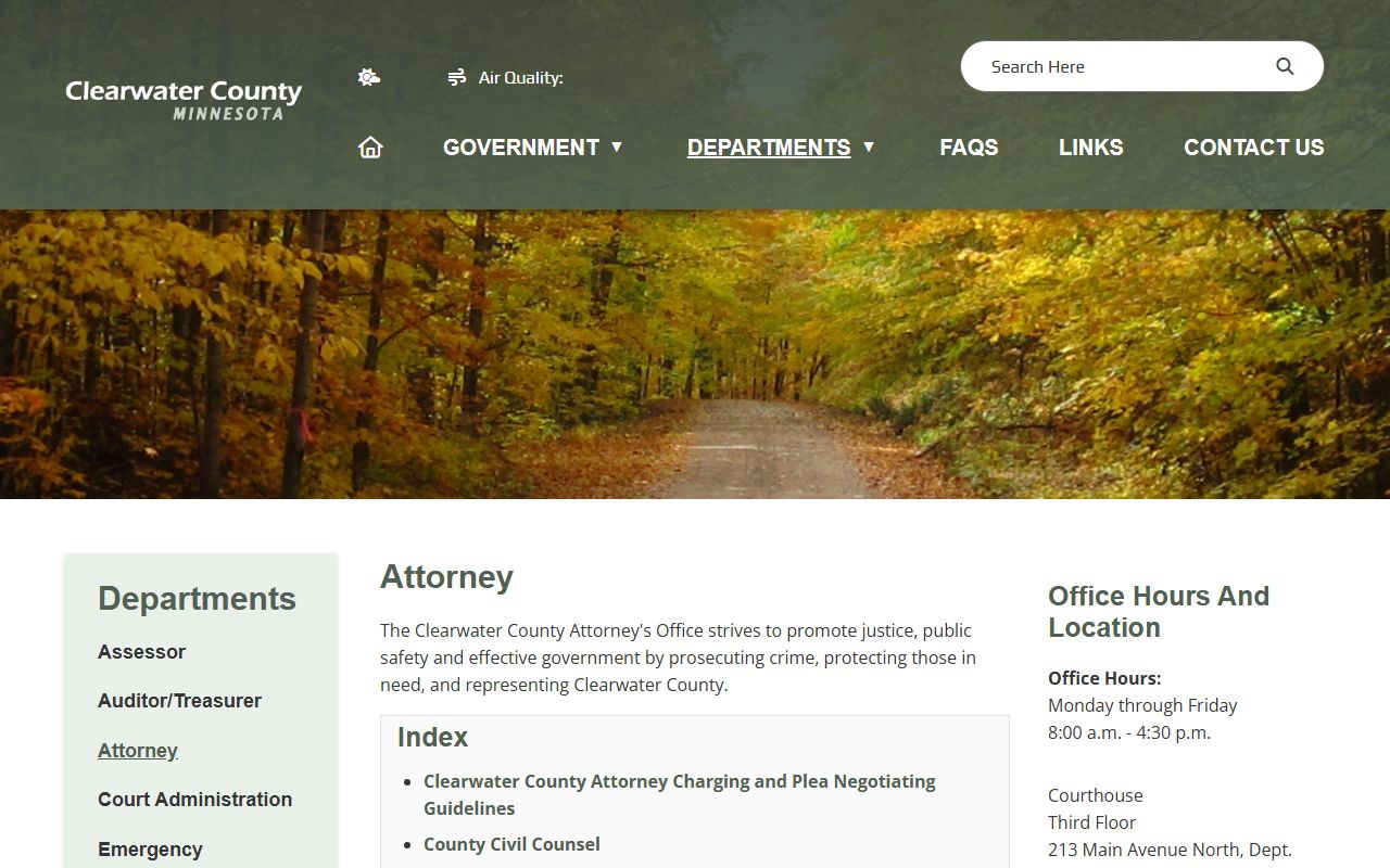 Clearwater County inmate records county attorney custody information