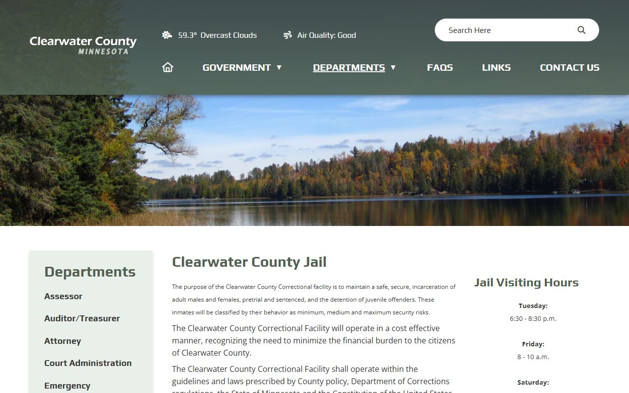 Clearwater County inmate records official jail page