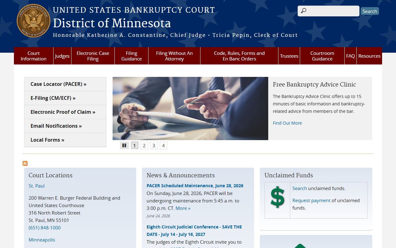 Clearwater County probate records U.S. Bankruptcy Court distinction